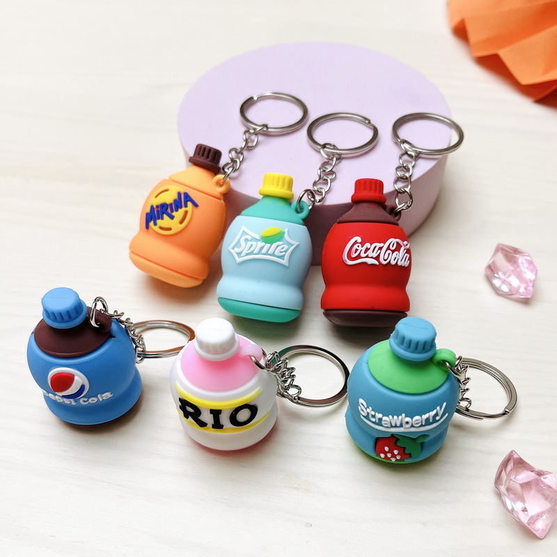 5101# Creative Drink Coca-Cola Pepsi Sprite MIRINDA Strawberry Rio Beverage Keychain Wholesale