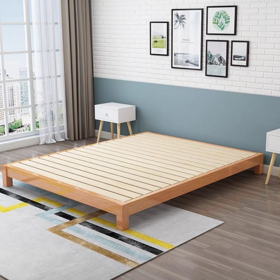 榉木榻榻米床架北欧日式矮床现代简约实木床1.8米无床头床架子床