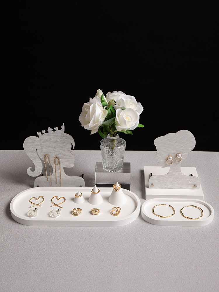 首饰展示架石膏托盘亚克力人形耳钉板耳环架饰品珠宝陈列拍摄道具