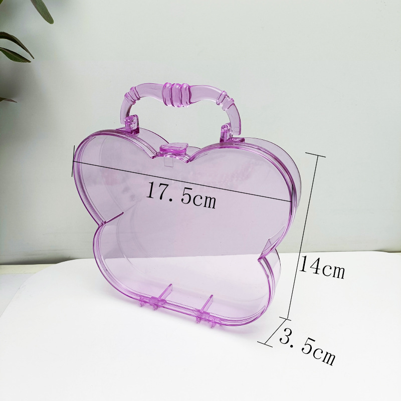 New Transparent Sweet Butterfly-Shaped Handbag Children's Handmade Diy Main Gift Set Plastic Jewelry Bag