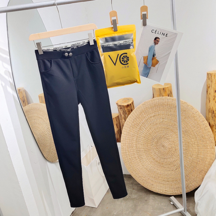 vc裤魔术打底裤女外穿春秋夏新款弹力高腰显瘦黑色小脚薄款黑裤子