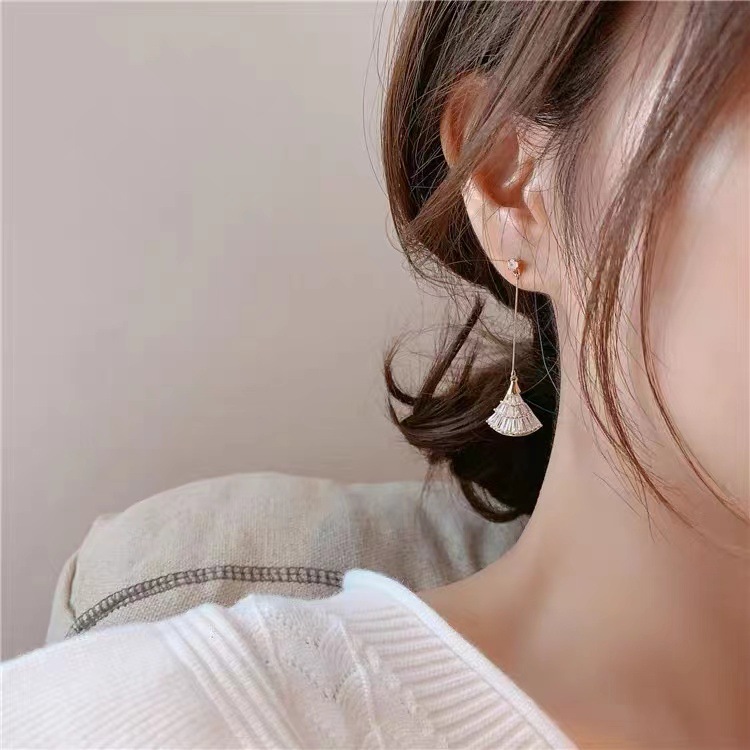 Korean Small Fan Internet Celebrity Eardrops Earrings Sterling Silver Needle Simple and Elegant Earrings Female Zircon Micro-Inlaid 3A Zircon