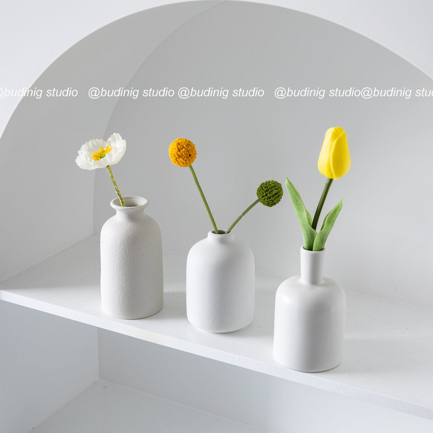 ins白色迷你陶瓷小花瓶插花 拍照道具摄影背景布拍摄网红装饰瓶子