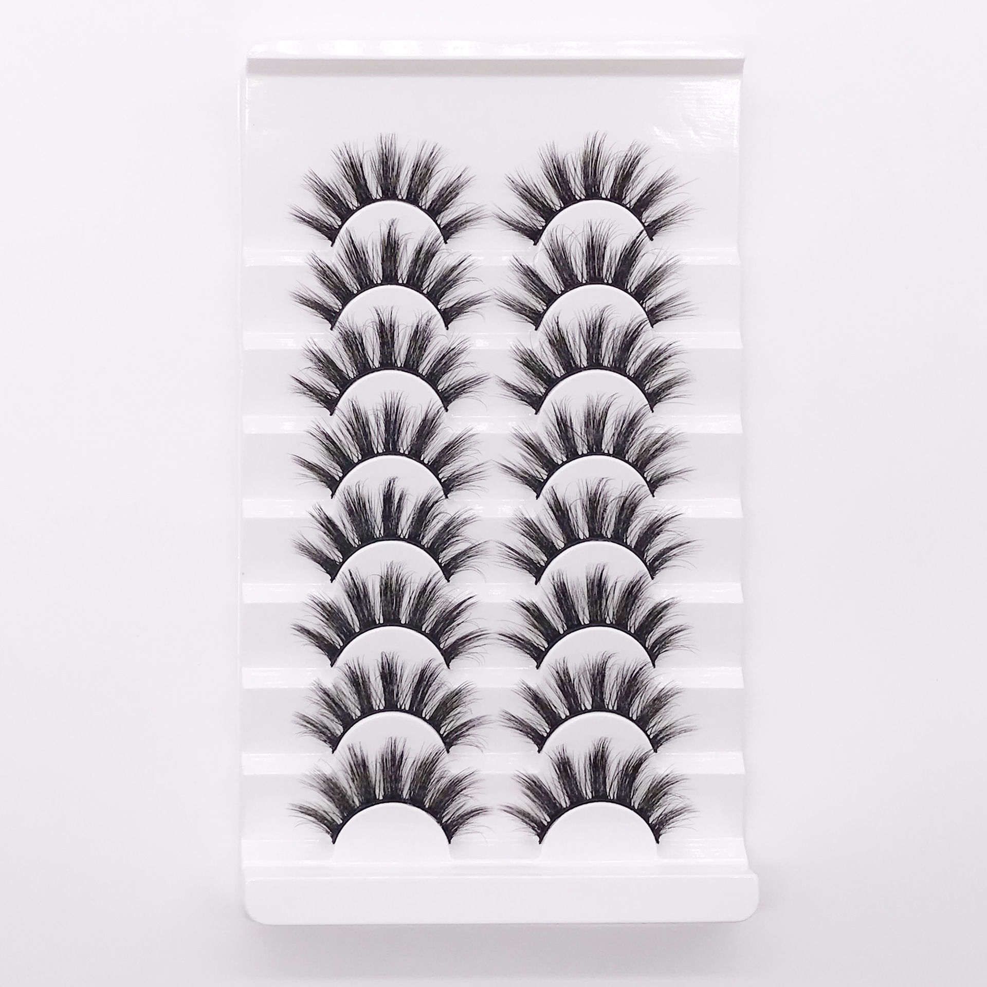 Cross-Border New Arrival Long Thick Curl Eight Pairs of Chemical Fiber False Eyelashes Soft European and American Makeup Eyelash in Stock