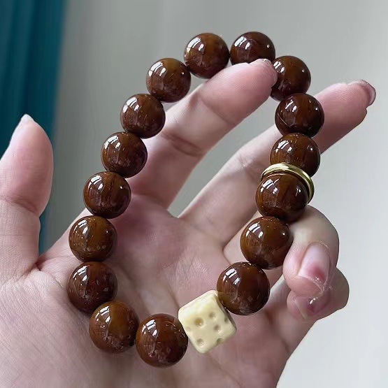 精品紫金鼠菩提手串光珠实心籽芝士奶酪菩提手串创意文玩男女通用