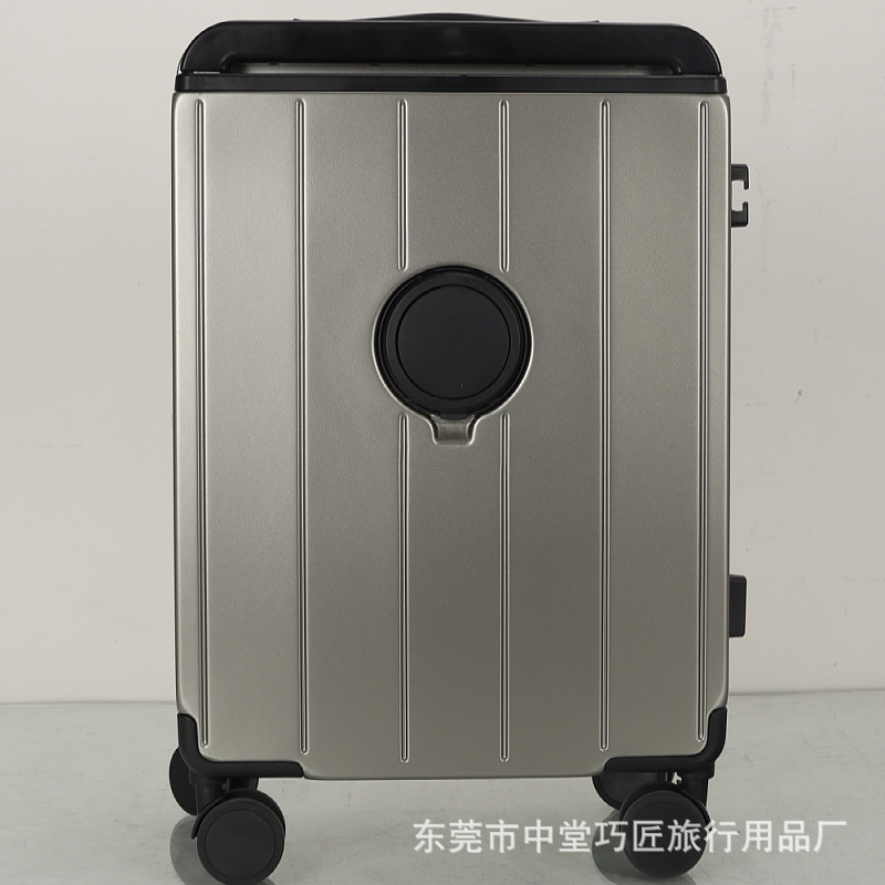 90 Points Side Open Suitcase Business Front Open Cover 20-Inch Boarding Luggage Double TSA Lock USB Charging Trolley Case