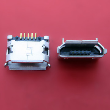 现货 迈克b型micro usb母座 5p脚距6.4/5.9/7.2无边有柱 高品质