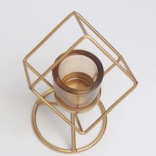 几何创意烛,现代简约铁艺烛台用于浴室餐桌装饰礼品几何支架