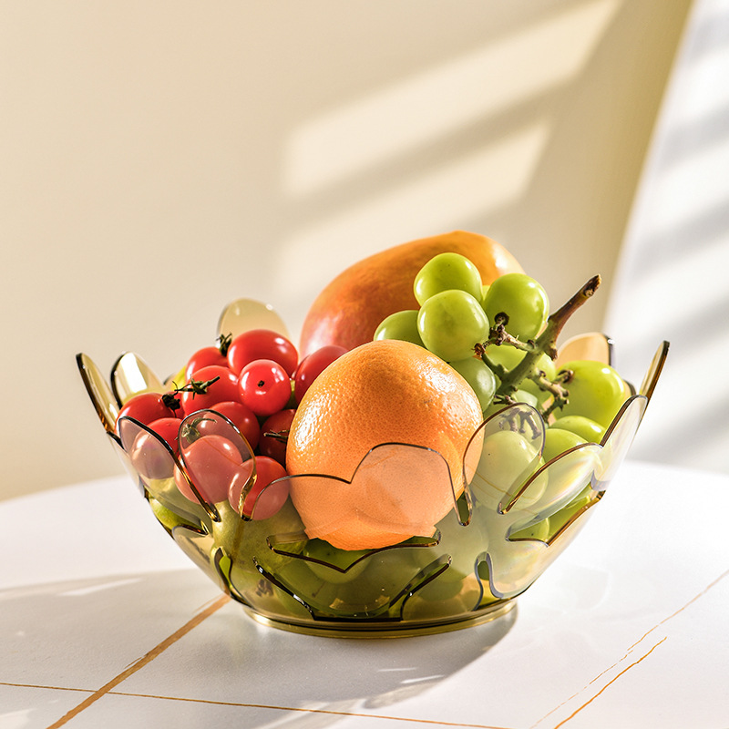 Creative Transparent Fruit Plate Household Living Room Coffee Table Fruit Snack Tray Candy Dried Fruit Simple and Light Luxury Fruit Plate
