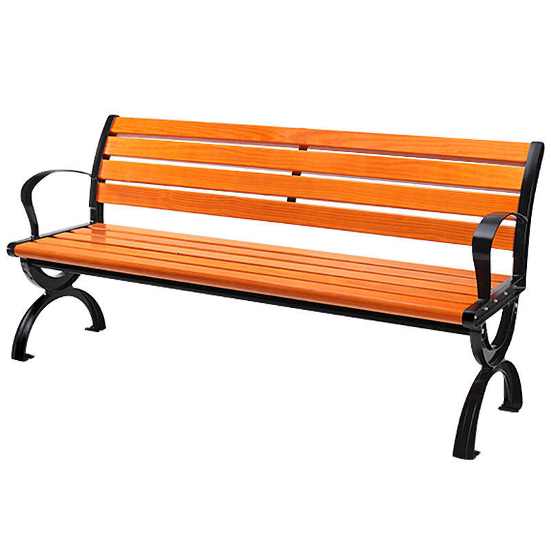户外公园椅休闲实木长椅子塑木公共座椅长条凳靠背排椅庭院凳铁艺