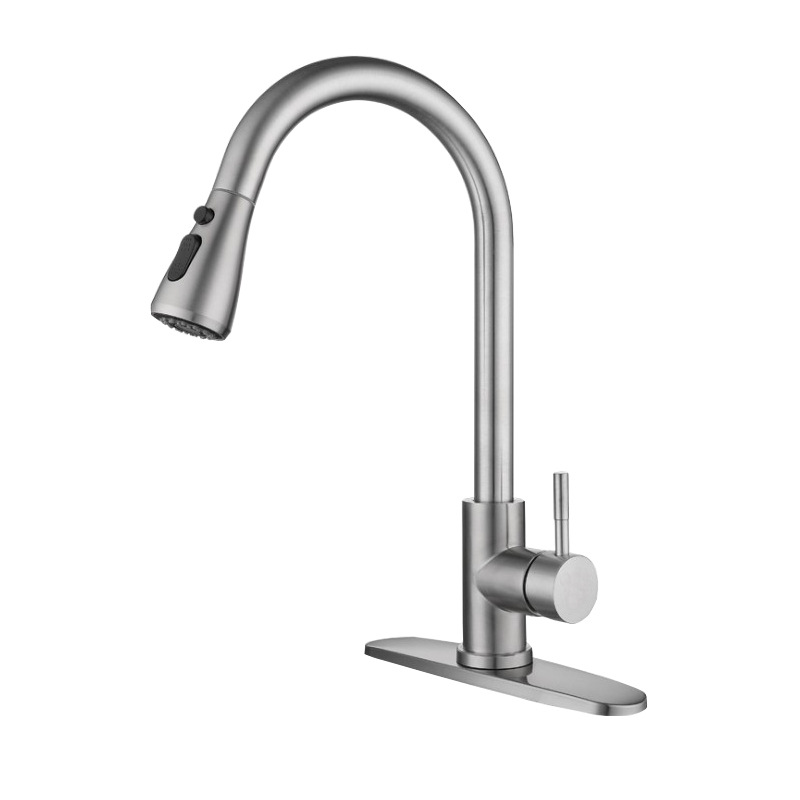 Cross-Border Kitchen Faucet Pull-out Hot and Cold Telescopic Sink Washing Basin Stainless Steel Pull-out Kitchen Tap Water Tap
