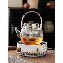茶道电陶炉蒸煮两用耐热玻璃家用烧水泡茶壶小型电茶炉围炉煮茶器