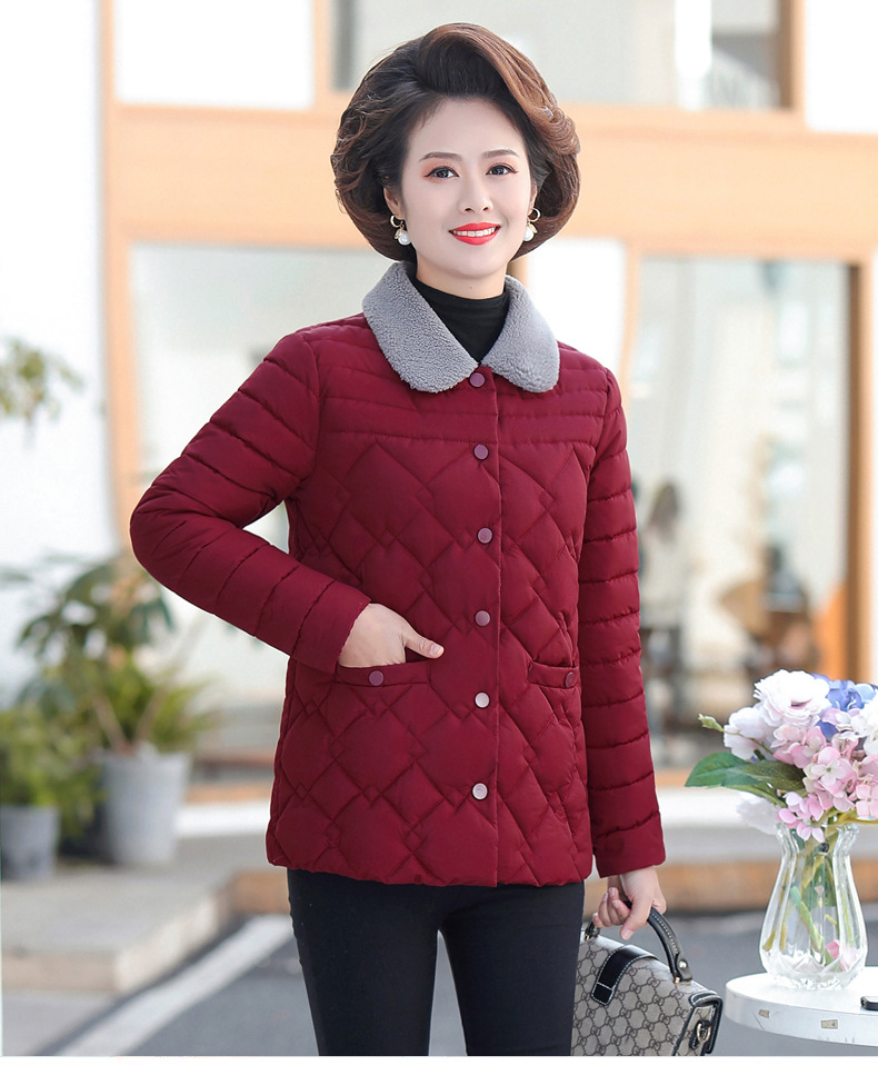 妈妈冬装羽绒棉服中年40岁50外套新款小棉袄中老年秋冬短款棉衣女