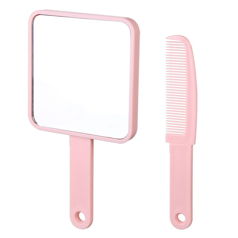 Girl Heart Hand-Held Makeup Mirror Portable Cartoon Spaceman Small Mirror Portable Two-in-One with Comb Dressing Mirror