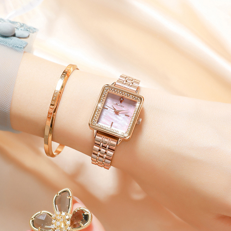 meibin美宾新时尚女士手表方形简约贝壳面镶钻防水腕表-阿里巴巴