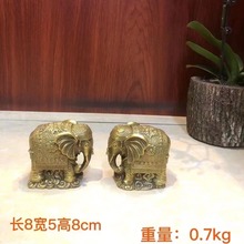 黄铜大象摆件一对吸水象铜象花纹水波工艺品家居客厅装饰开业礼品