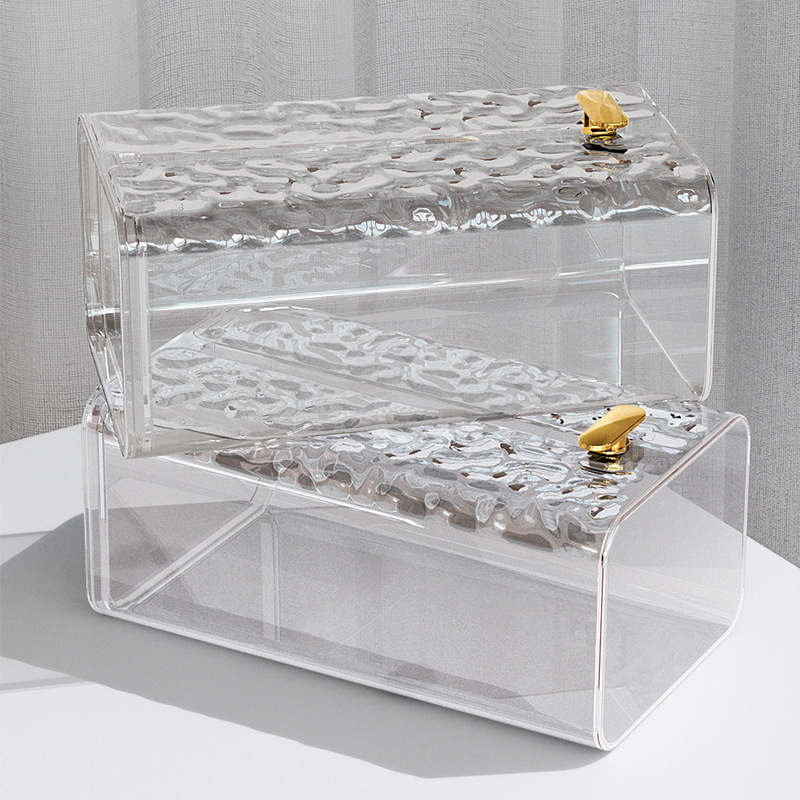Transparent Light Luxury High-End Face Cloth Storage Box Wall-Mounted Tissue Box Living Room and Toilet Bathroom Kitchen Upside down Drawer