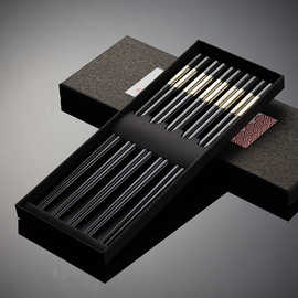 埃恩pps合金筷子福字筷金色盘龙酒店餐厅家用可高温消毒中餐具