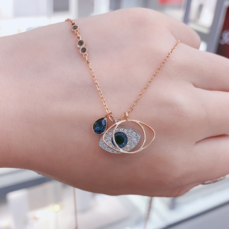 Shijia High Version Devil's Eye Necklace Female Luo Element Crystal Devil's Eye Clavicle Chain Manufacturers Send on Behalf