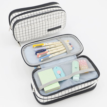 简约大容量笔袋亚马逊热销三层创意学生多功能帆布韩国铅笔袋笔盒