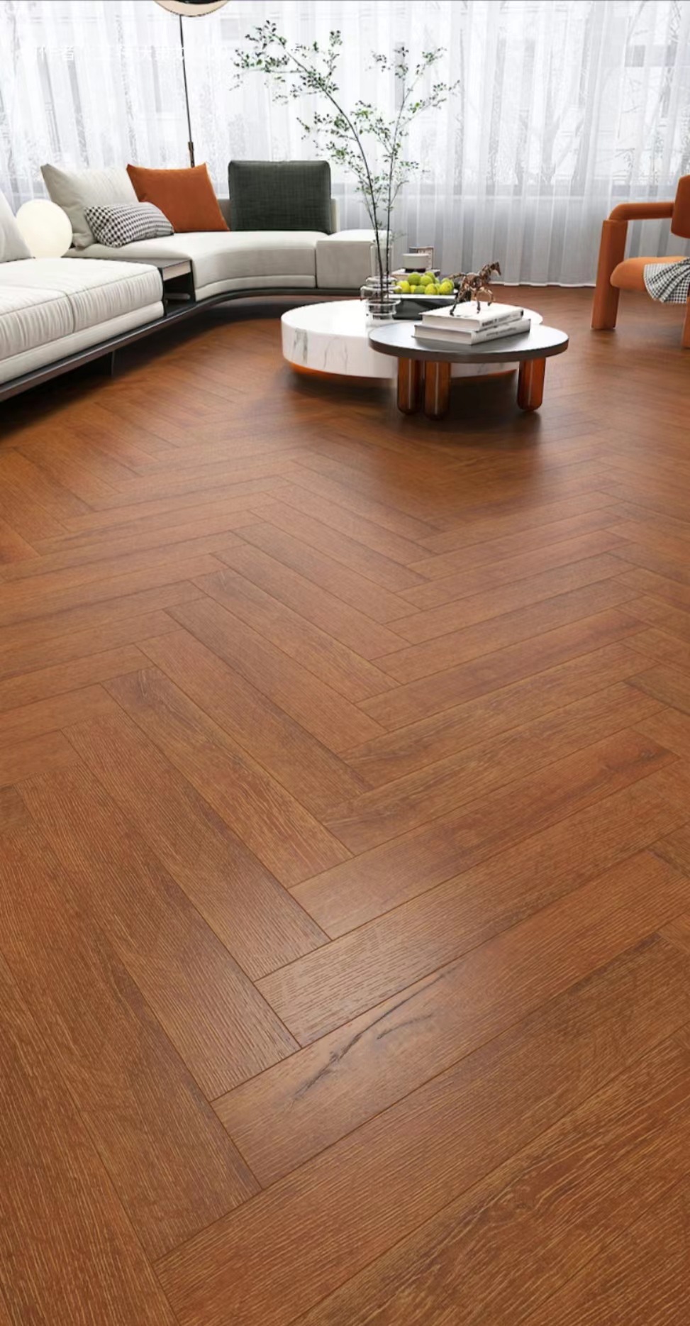 倒角涂漆封蜡高密度纤维板家居商用现代人字拼复合强化木地板