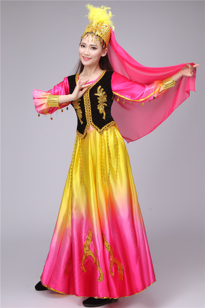 新疆维吾尔族舞蹈演出服花儿为什么这样红女成人亲子表演服装儿童