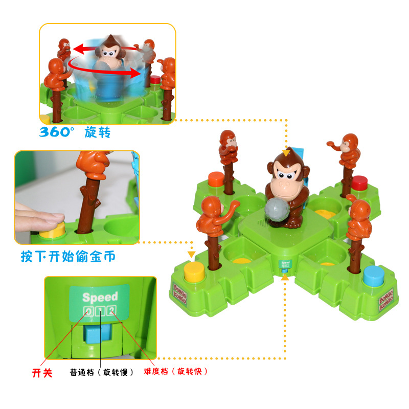 Electric Multi-Person Interactive Treasure-Winning Monkey Soldiers Fight against Creative Percussion Gold Coins Exercise Hand Coordination Children's Educational Toys