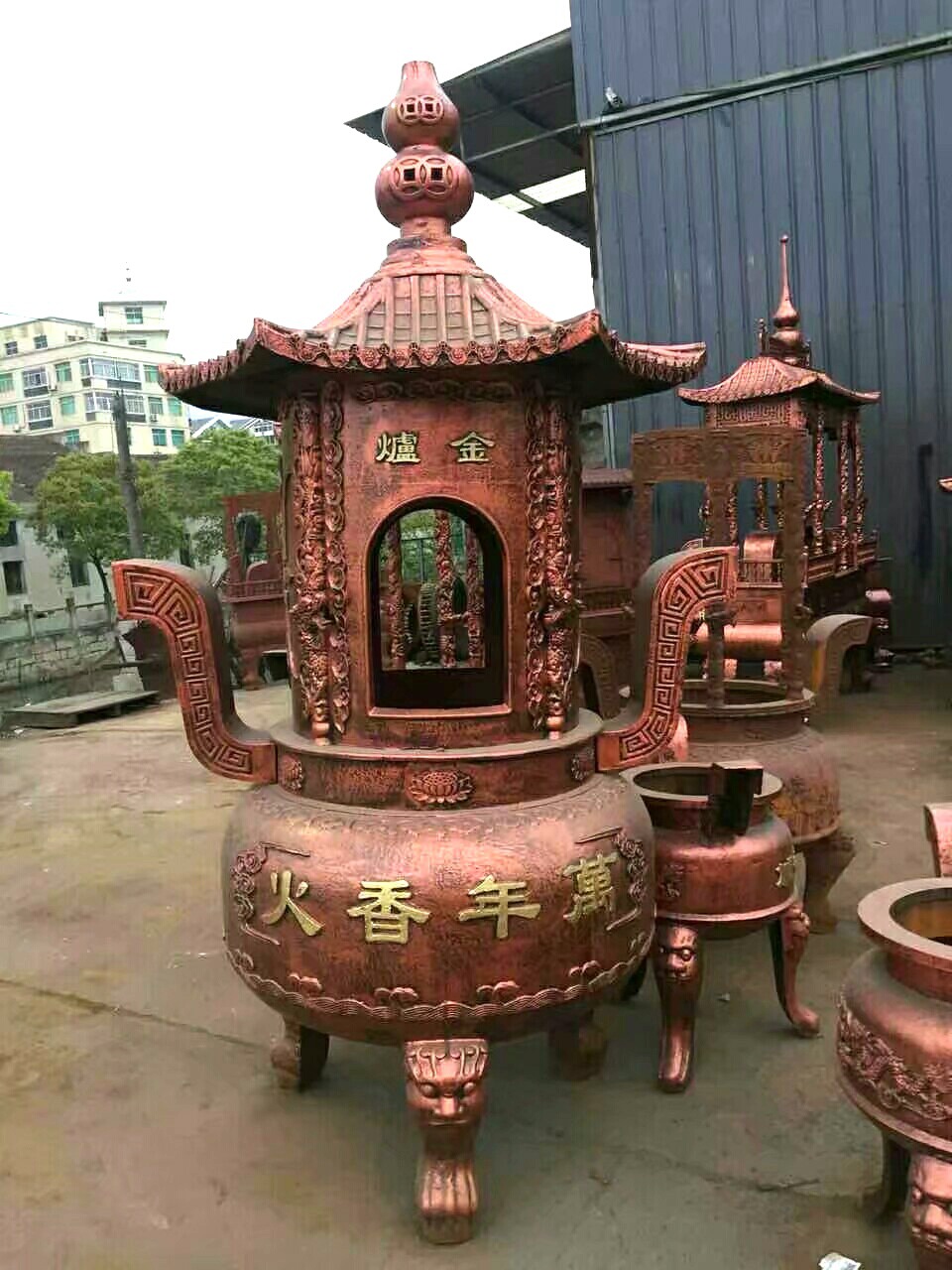 寺庙铸铁烧纸炉 宗祠烧纸炉 焚金炉六角形宝塔焚金炉 祠堂化钱炉