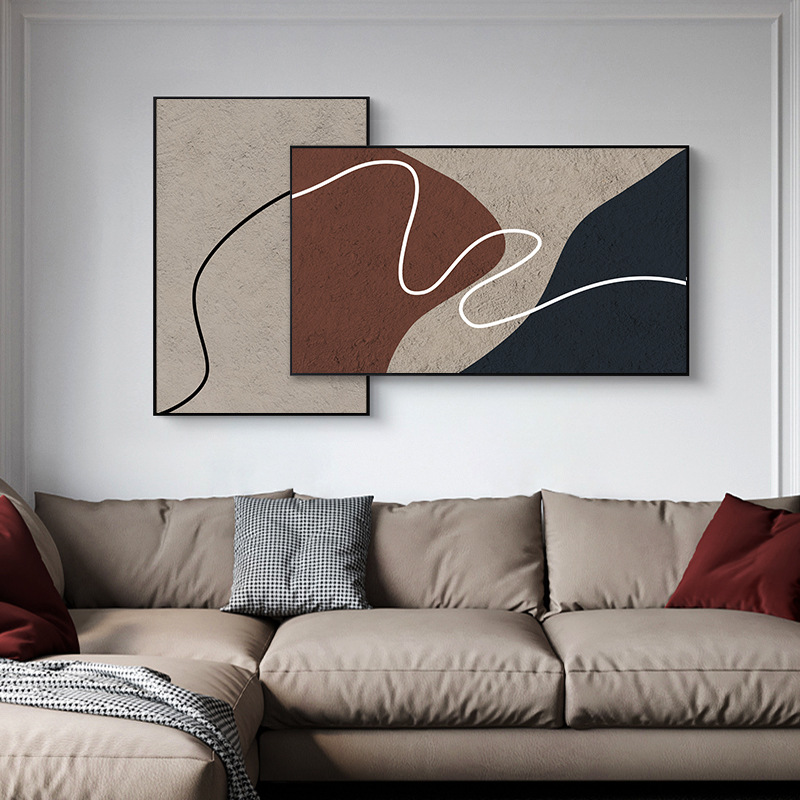 新款意式极简线条挂画莫兰迪装饰画客厅沙发背景墙画小众艺术抽象