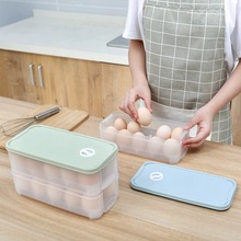 双层鸡蛋盒可叠加厨房鸡蛋架子防尘式带盖食物冷藏盒冰箱收纳盒子