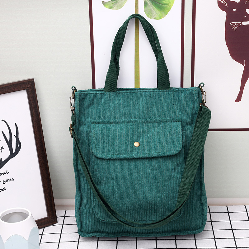 2021 New Corduroy Cross-Body Bag Women's Korean Student's Canvas Bag Large Capacity Artistic Simple Canvas Handbag