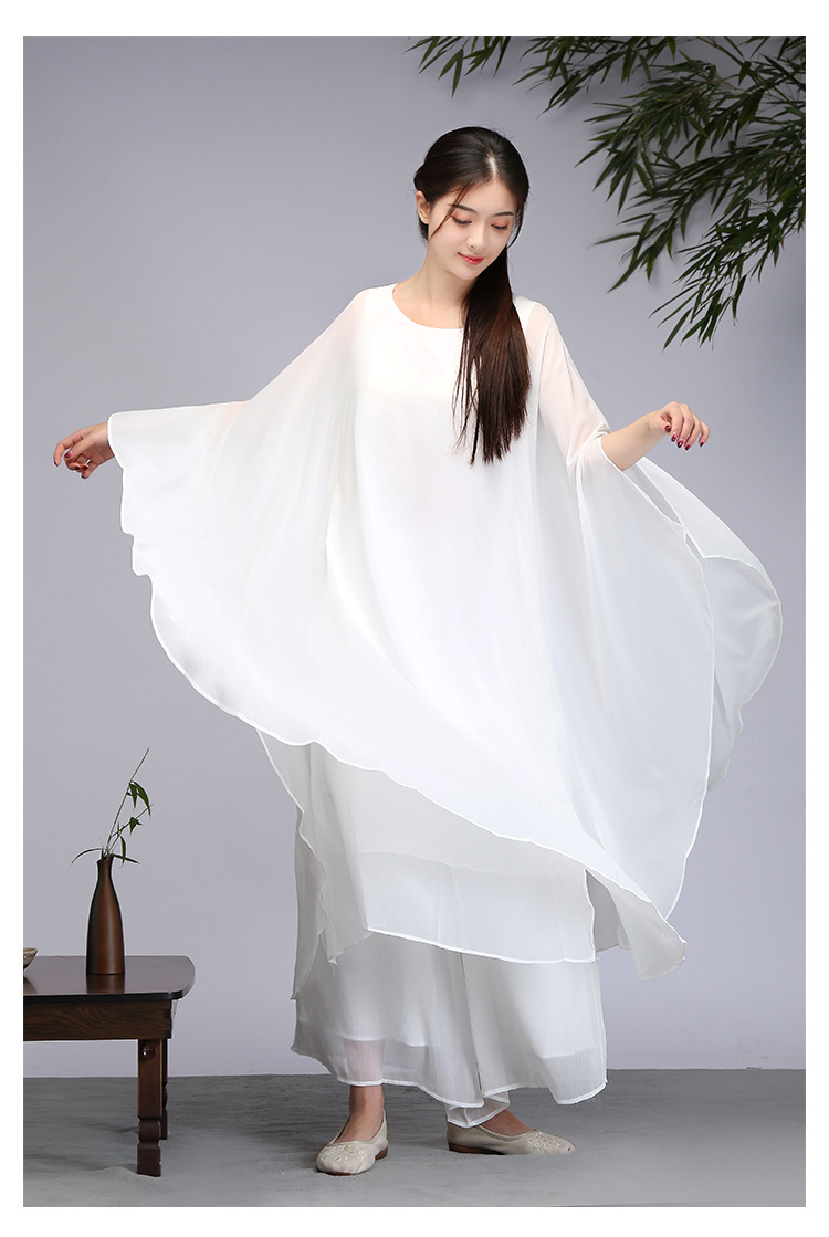 清仓特价 雪纺文艺复古茶服禅舞服连衣裙女禅舞服禅修服居士打坐