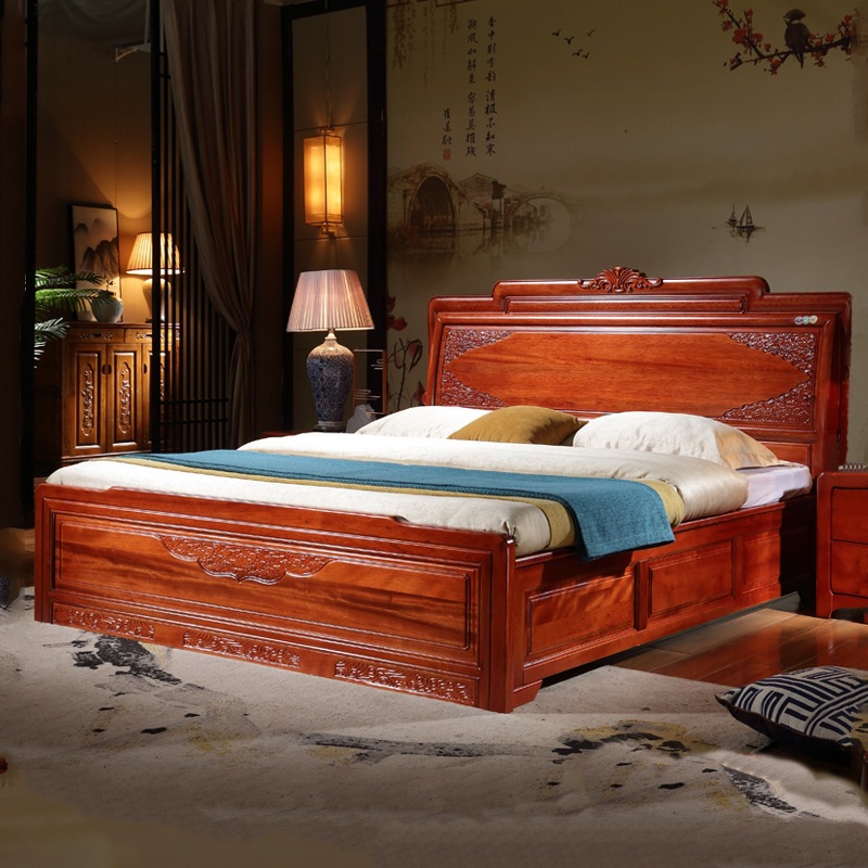 明清古典中式雕花红木床 新中式仿古印尼花梨木实木床1.8米双人床