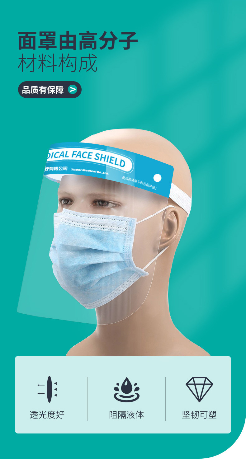 秝客lefeke防护面屏防飞沫防喷溅全脸防护透光大屏保护面罩头戴式