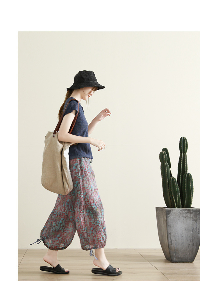 春夏季新款天丝亚麻清凉透气女v领文艺宽松短袖t恤针织衫详情22