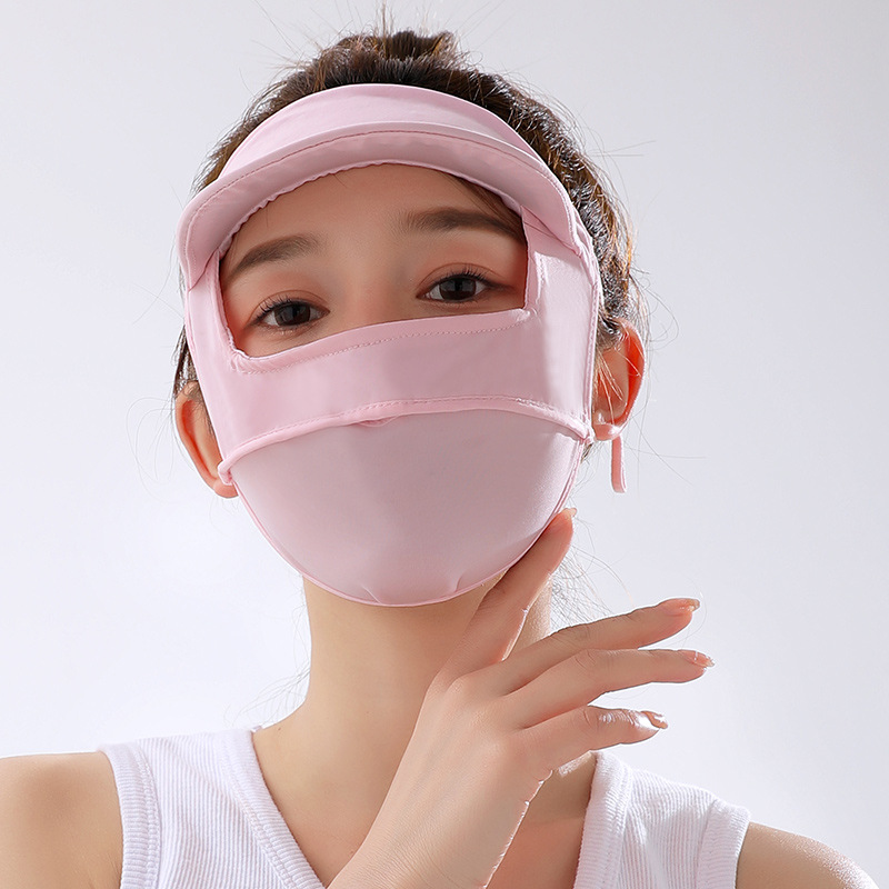 Hat Brim Facekini Sun Protection Mask Female Summer Uv Protection Ice Silk Full Face Sun Protection Breathable Mask Tide