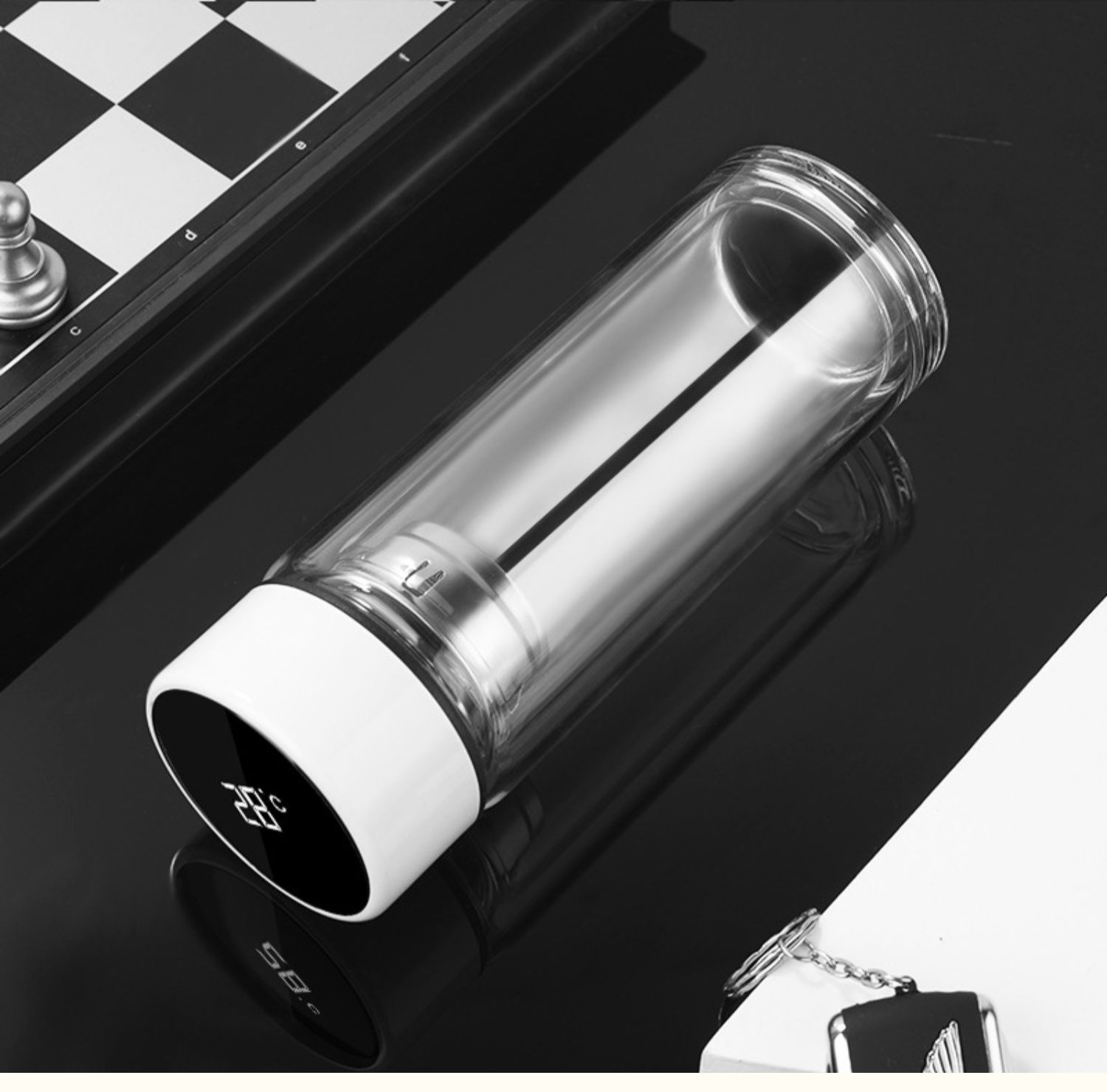 双层玻璃杯加厚防爆家用泡茶杯男女专用大容量温度显示水杯礼品杯