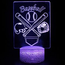 跨境亚马逊棒球帽系列 3D台灯七彩led小夜灯插电新奇特礼品视觉灯