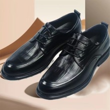 19351皮鞋男款四季商务正装休闲真皮软底黑色增高男士结婚新郎鞋
