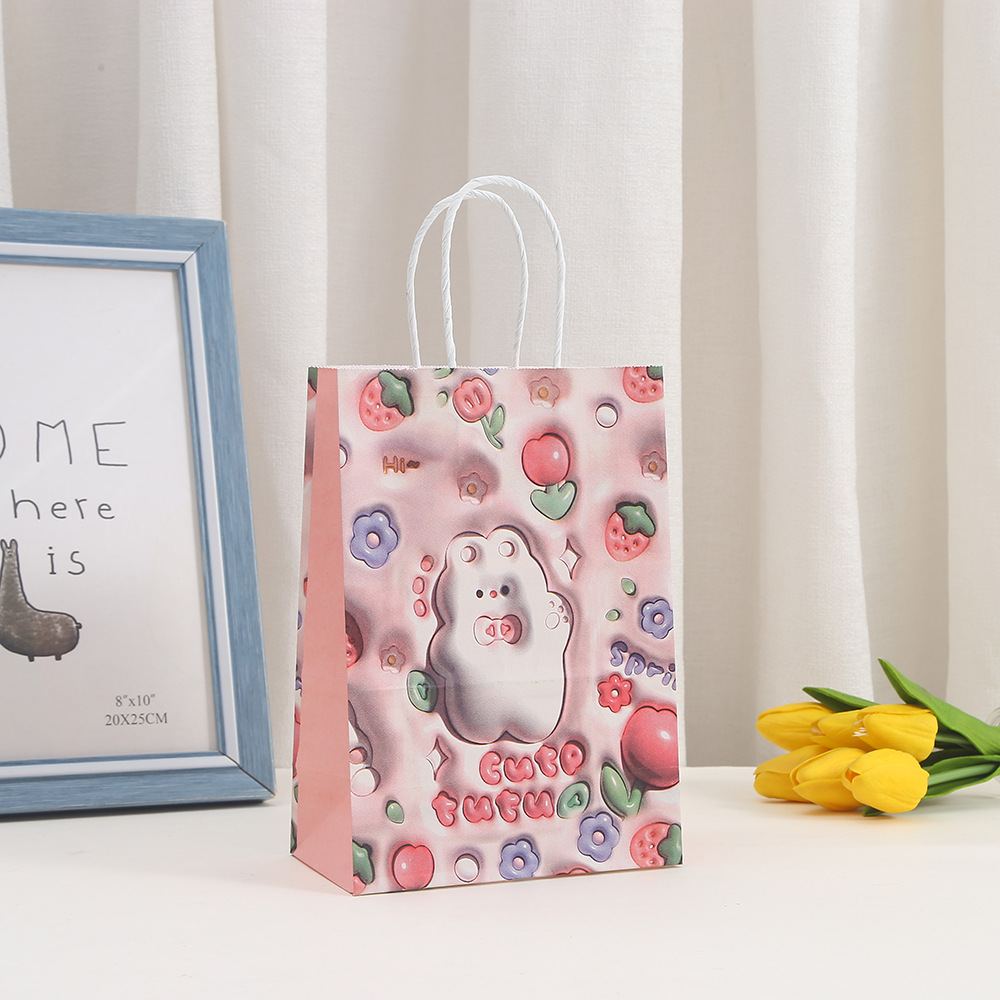 Cartoon Handbag Children's Day Three-Dimensional Rabbit Packaging Bag Party Gift Kraft Paper Bag Wholesale Shopping Bag