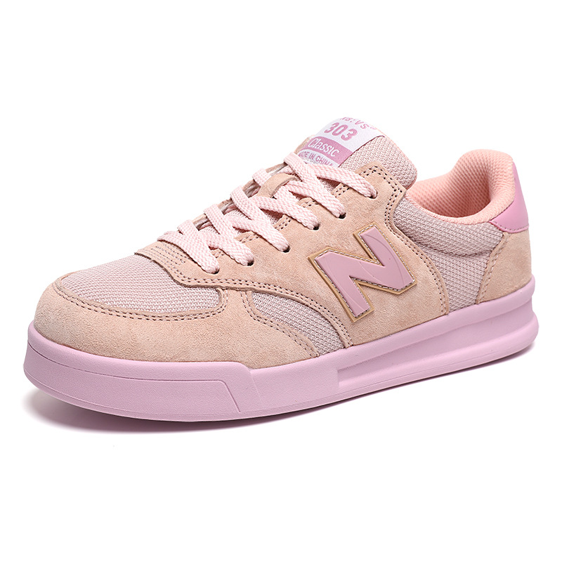 中新百伦伍兹n字粉红色运动女板鞋nb春夏透气303学生鞋300滑板鞋