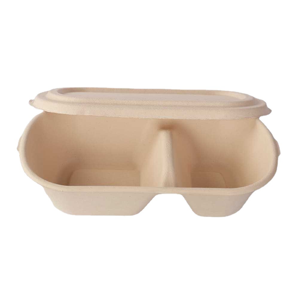 一次性可降解竹纤维餐盒外卖轻食打包盒方形圆形分格饭盒便当盒子