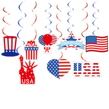 亚马逊新品美国独立日派对装饰用品拍照螺旋吊饰 USA派对布置道具