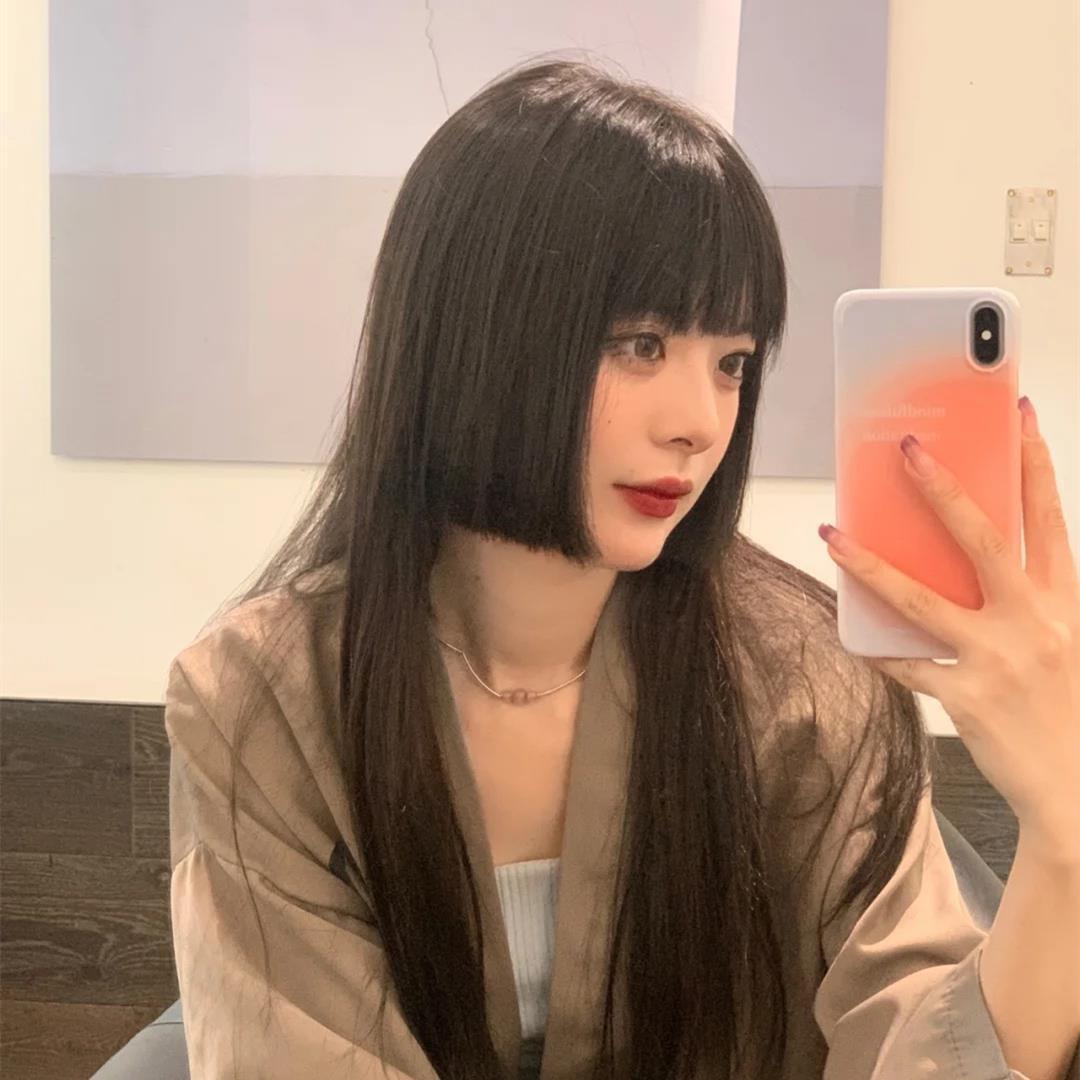 公主切假发女长发网红夏季姬发式黑长直发日式jk减龄自然全头套式