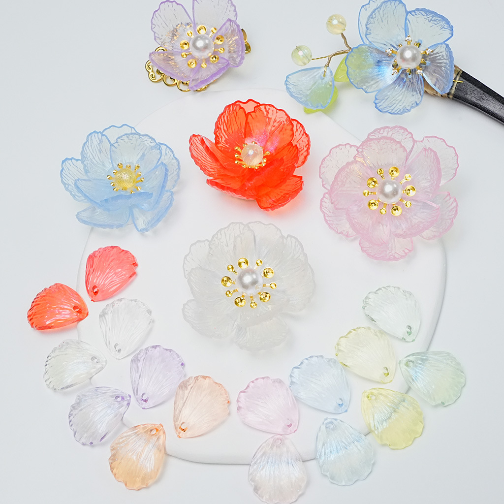 Imitation Heat Shrinkable Sheet Antique Flower Hairpin Material Diy Transparent Human Fish Princess Petals Barrettes Material Jewelry Accessories