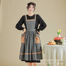 2023长款围裙韩日外贸新款围裙家用咖啡师厨房餐厅花店风工作围裙