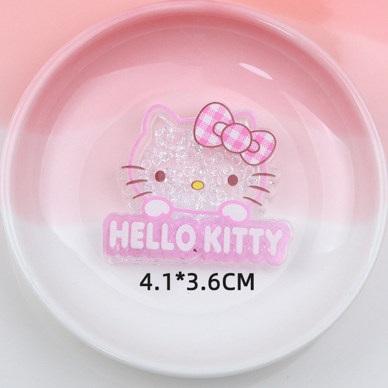 Factory Wholesale Sanrio Double-Layer Acrylic Quicksand Patch DIY Handmade Hair Clips Hair Ring Accessories Mobile Phone Decoration