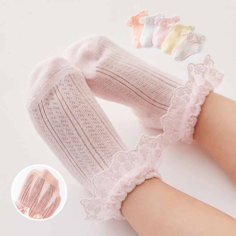 2023 Girls' Socks Summer Thin Baby and Infant Lace Socks Princess Children Spring and Summer White Dance Tights