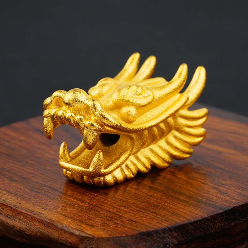 时尚沙金手工diy龙头手串配件 铜镀999黄金龙配饰仿3d硬金批发