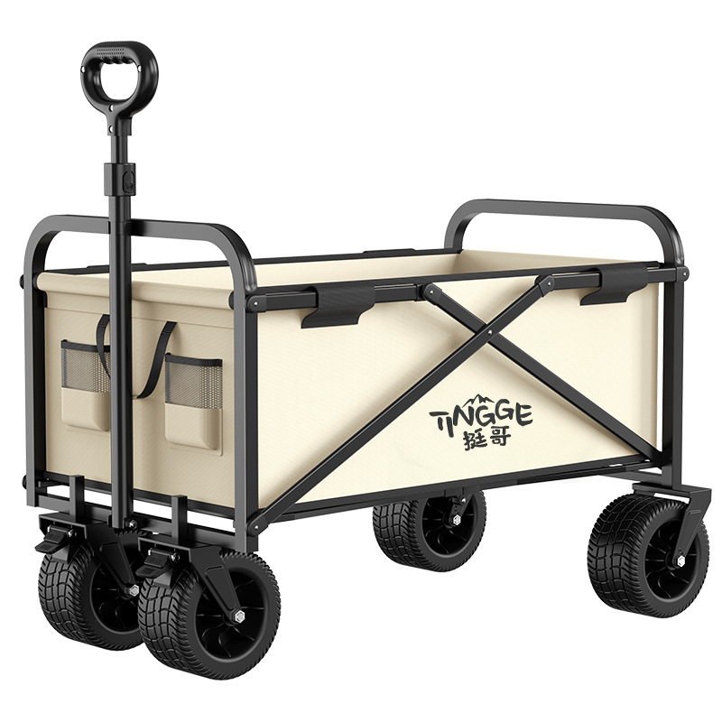 Dingge Camping Cart Foldable Outdoor Hand Push Picnic Car Camp Trailer Trolley Luggage Trolley Table Board Camping Car